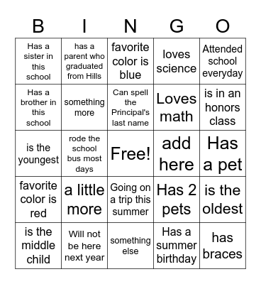 End of Year Bingo Card