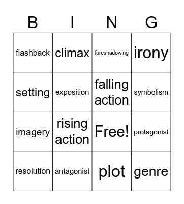 Literary Bingo Card