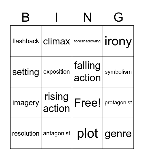 Literary Bingo Card