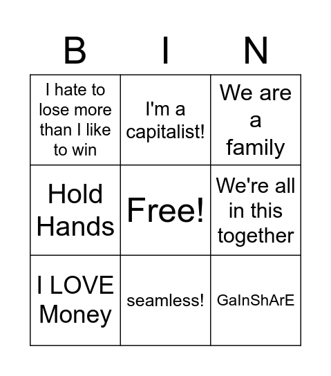 GGOB Bingo Card