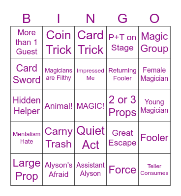 Fool Us Bingo Card