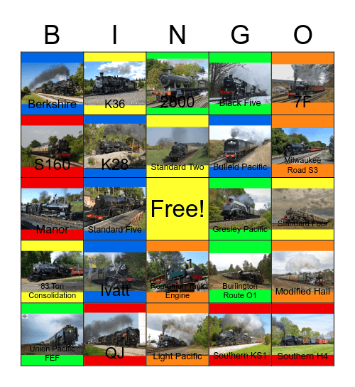 Steamin' In 2018 Bingo Card