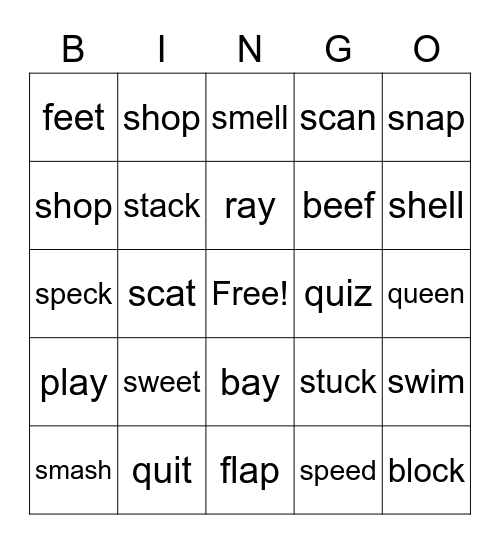 Phonics Bingo Card