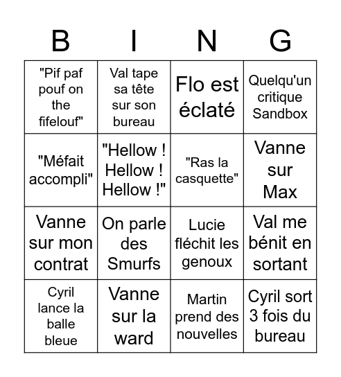 N-Zone Bingo Card