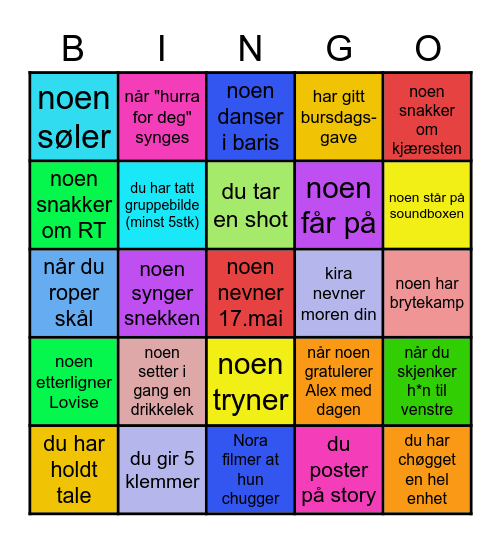 KRYSS NÅR ... Bingo Card