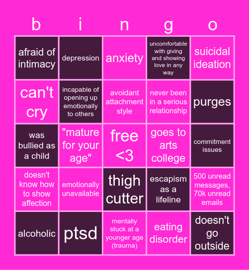 twitter user alatuskcals red flag bingo Card