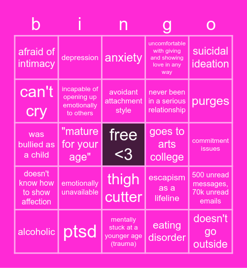 twitter user alatuskcals red flag bingo Card