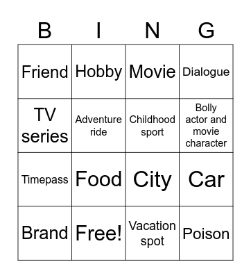 Komal bday Bingo Card
