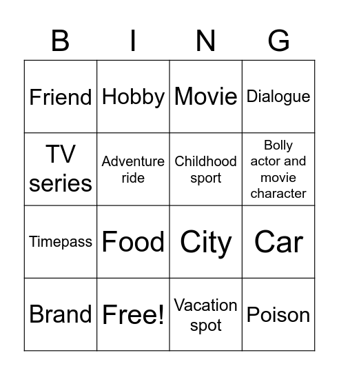 Komal bday Bingo Card