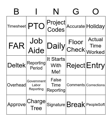 Recording Time Accurate Bingo Card