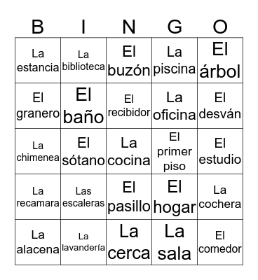 Casa Bingo Card