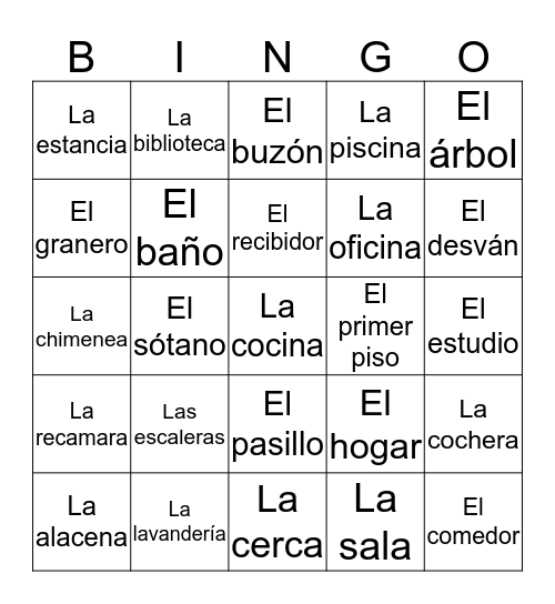 Casa Bingo Card
