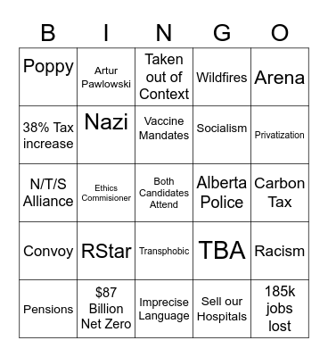 Debate Bingo Card