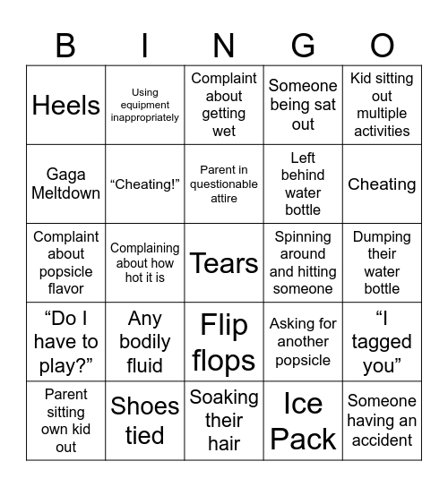 K-2 Field Day Bingo Card