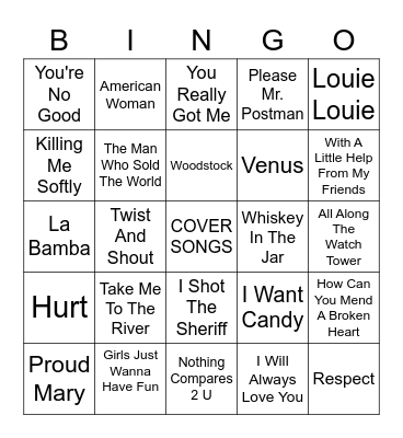 COVER SONGS! Bingo Card