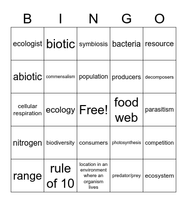 ECO BINGO Card