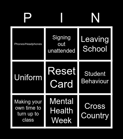 Principals Address Bingo Card