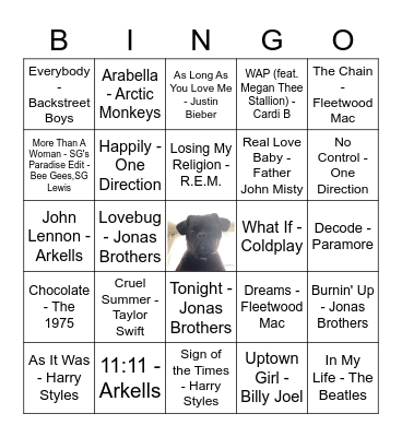 Bachelorette Music Bingo Card