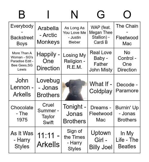 Bachelorette Music Bingo Card