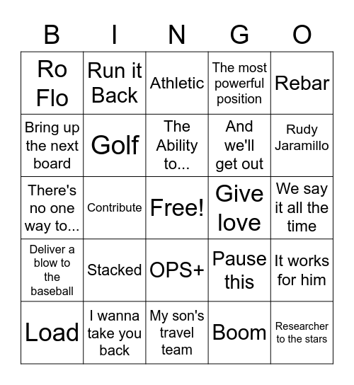 DeRo Bingo Card