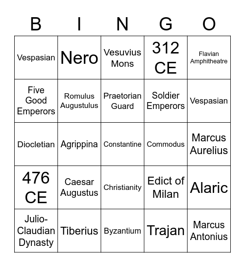 Quarter I Bingo Card