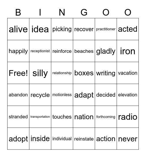 Ryan M #1 Bingo Card