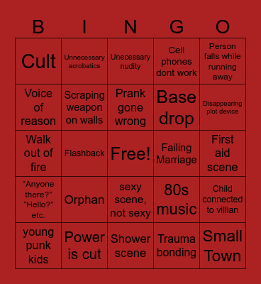 Stupid Horror Movies Bingo Card