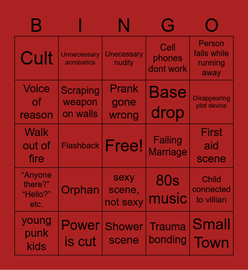 Stupid Horror Movies Bingo Card