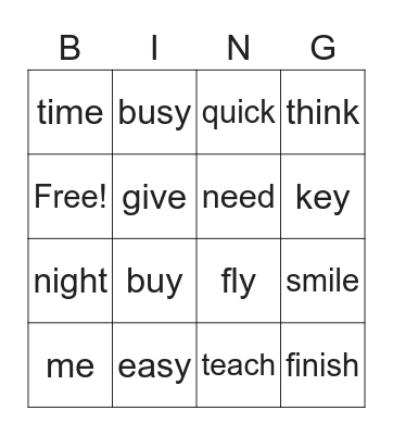 PHONICS BINGO Card