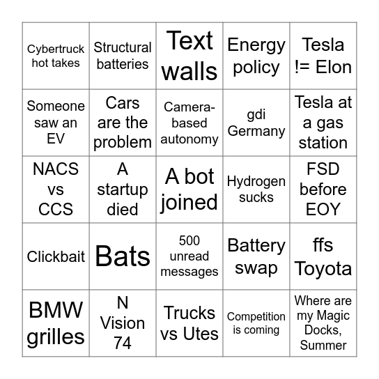 EV Furs Bingo Card