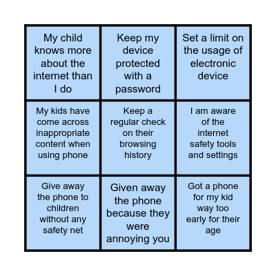 PARENTS CONFESSION BINGO Card