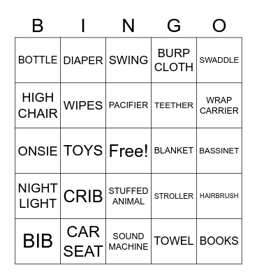 BABY SHOWER Bingo Card