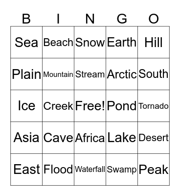 Geography Bingo Card