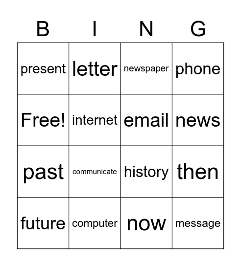 Then and Now Bingo Card