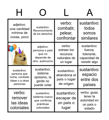 Historias y Desafíos Bingo Card