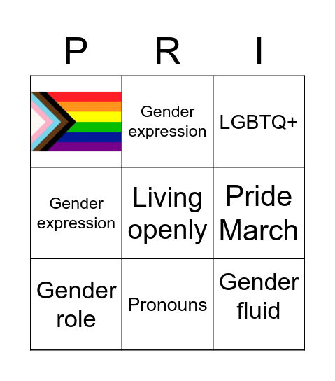 Virtual  Pride Bingo Card