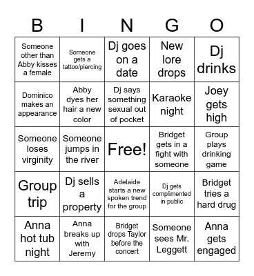 Summer Bingo Card Bingo Card