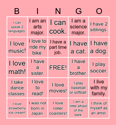 Meet Me Bingo Card