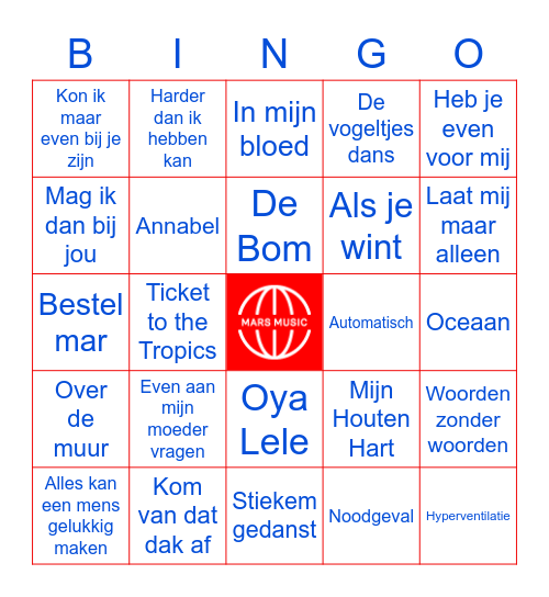 NEDERPOP Bingo Card