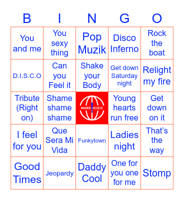 Dance Classics Bingo Card