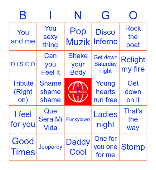 Dance Classics Bingo Card