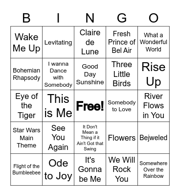 Song of the Day Bingo Card