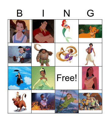 Disney Bingo Pictures Bingo Card