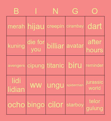 Chichi Bingo Card