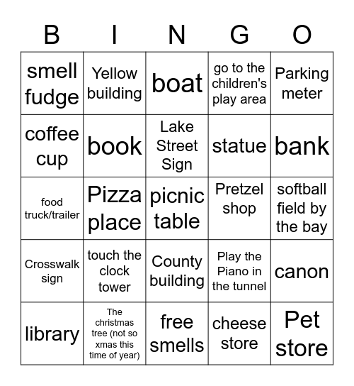 Downtown Petoskey Bingo Card