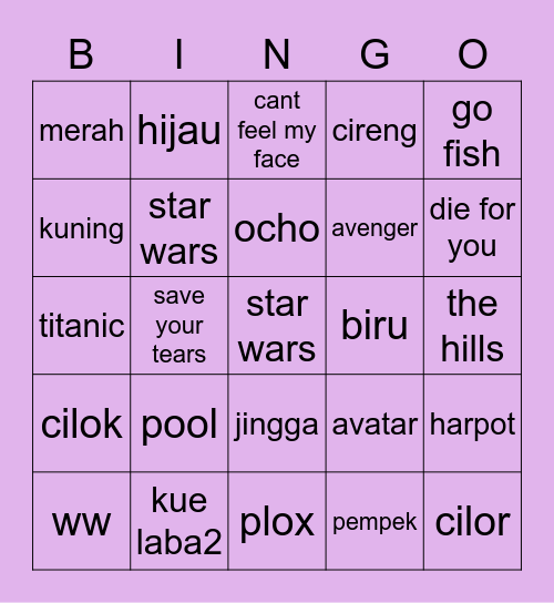 🥑 Bingo Card