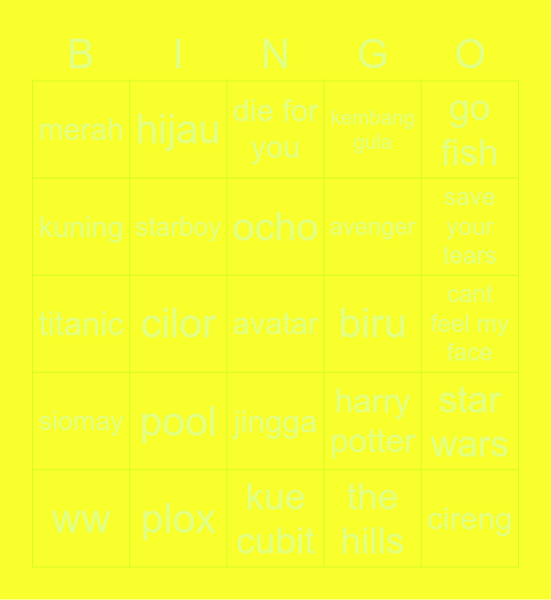 PUSING Bingo Card