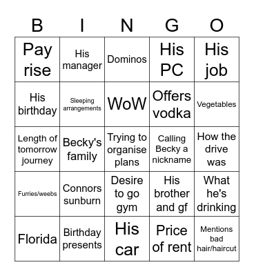 Bruce Bingo Card