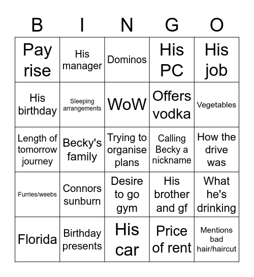 Bruce Bingo Card