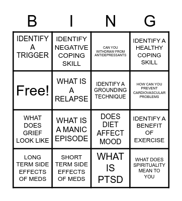 THE BEST BINGO GAME Bingo Card